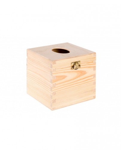 Chustecznik, pudełko drewniane na chusteczki kwadratowe z zapięciem