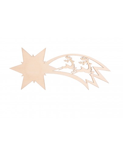 Gwiazda betlejemska z reniferami ze sklejki 29 cm BN0028