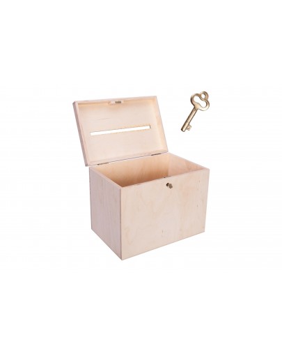 Drewniana skrzynia pudełko na koperty ślubne 30x20cm z kluczykiem PU0081