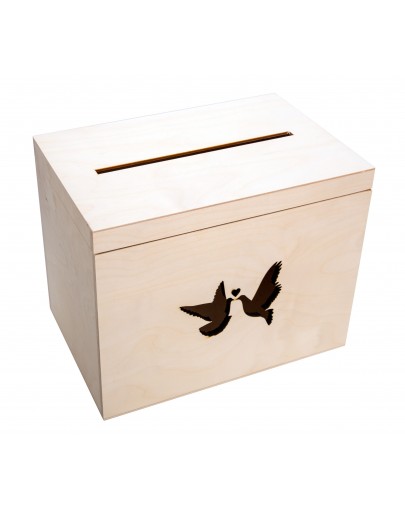 Pudełko drewniane na koperty ślubne 30x21 cm z gołąbkami