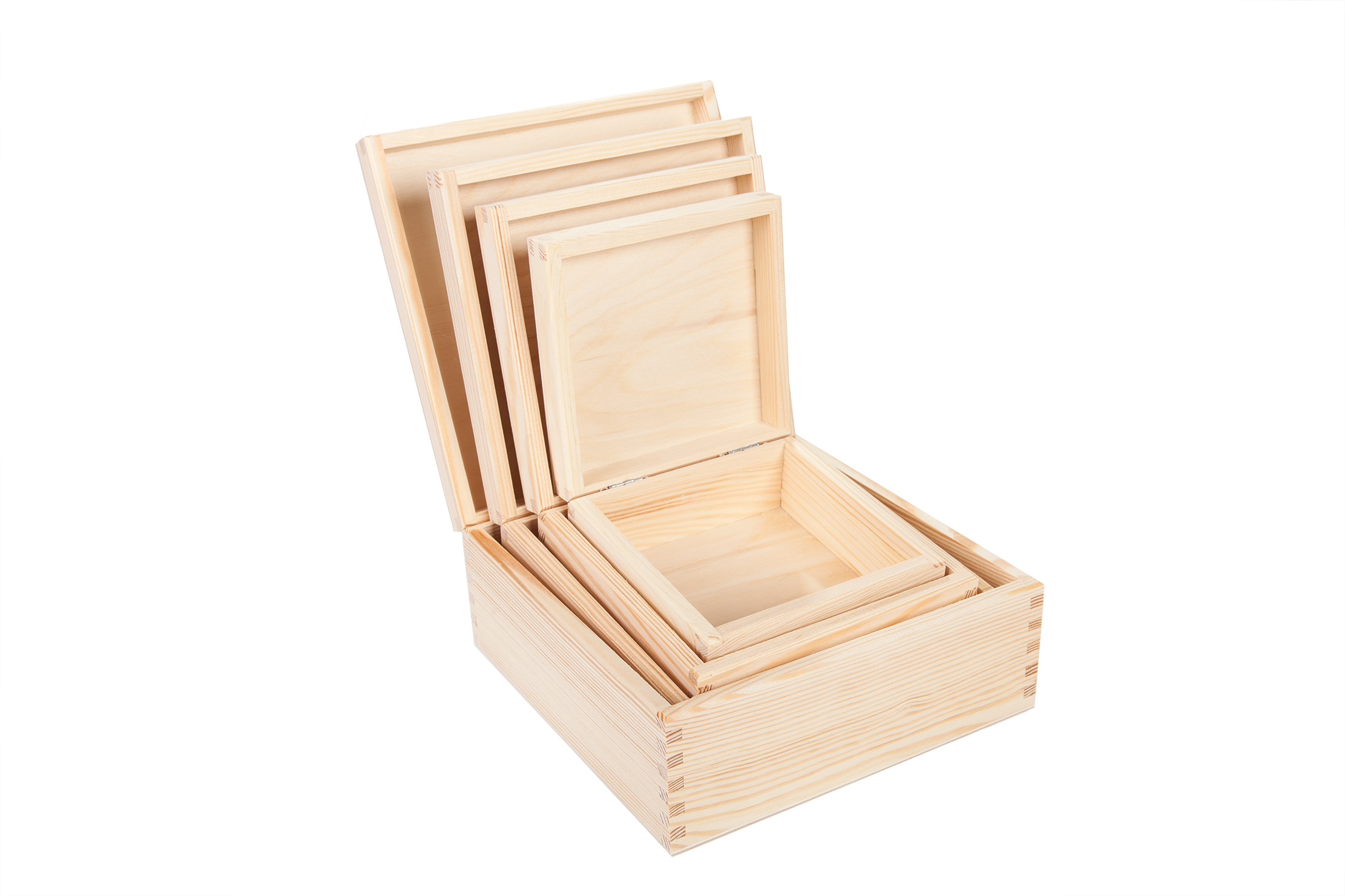 Pudełka drewniane kwadratowe 4w1 PU0019