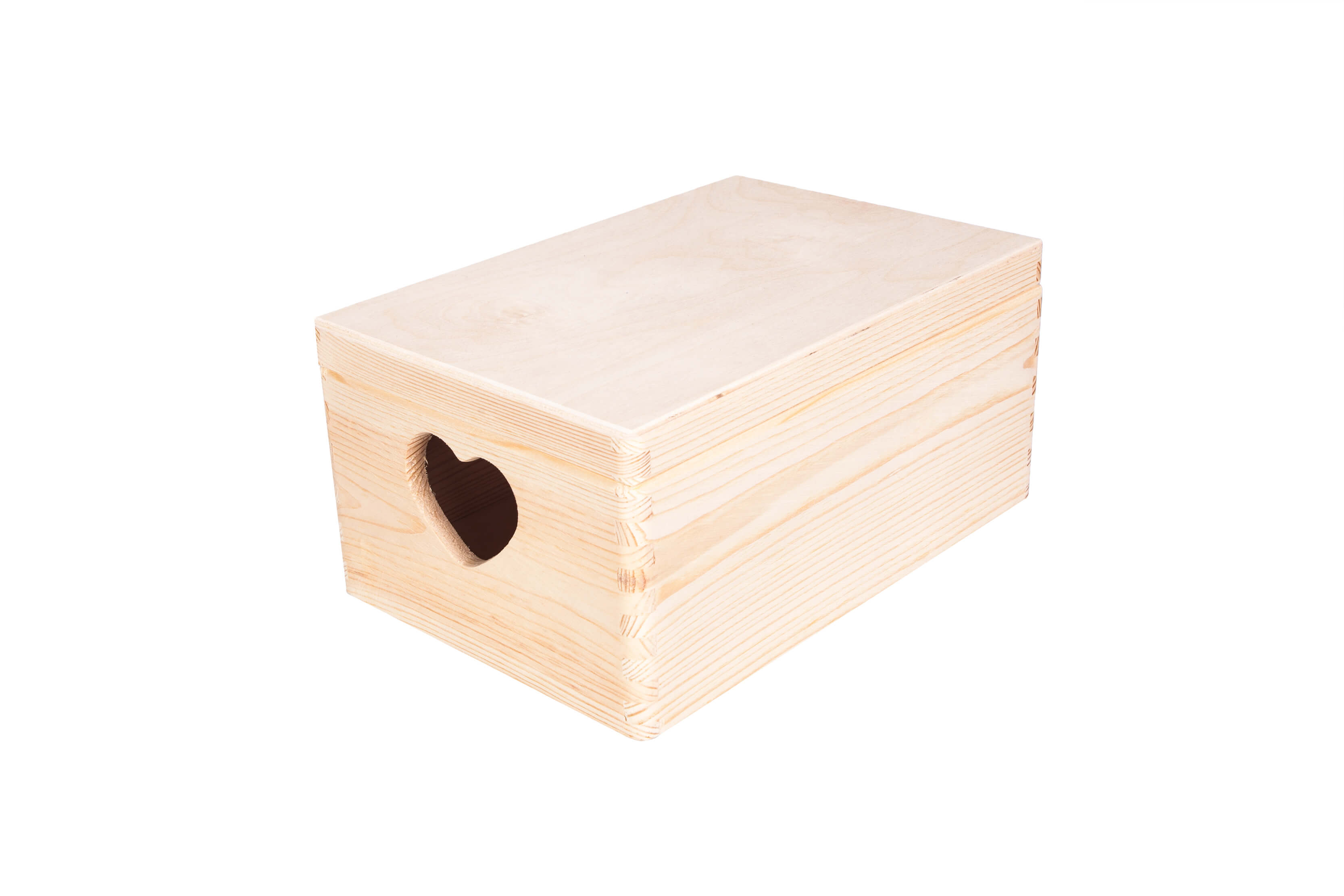 Skrzynia, skrzynka drewniana z sercem otwierana 30x20cm PU0059