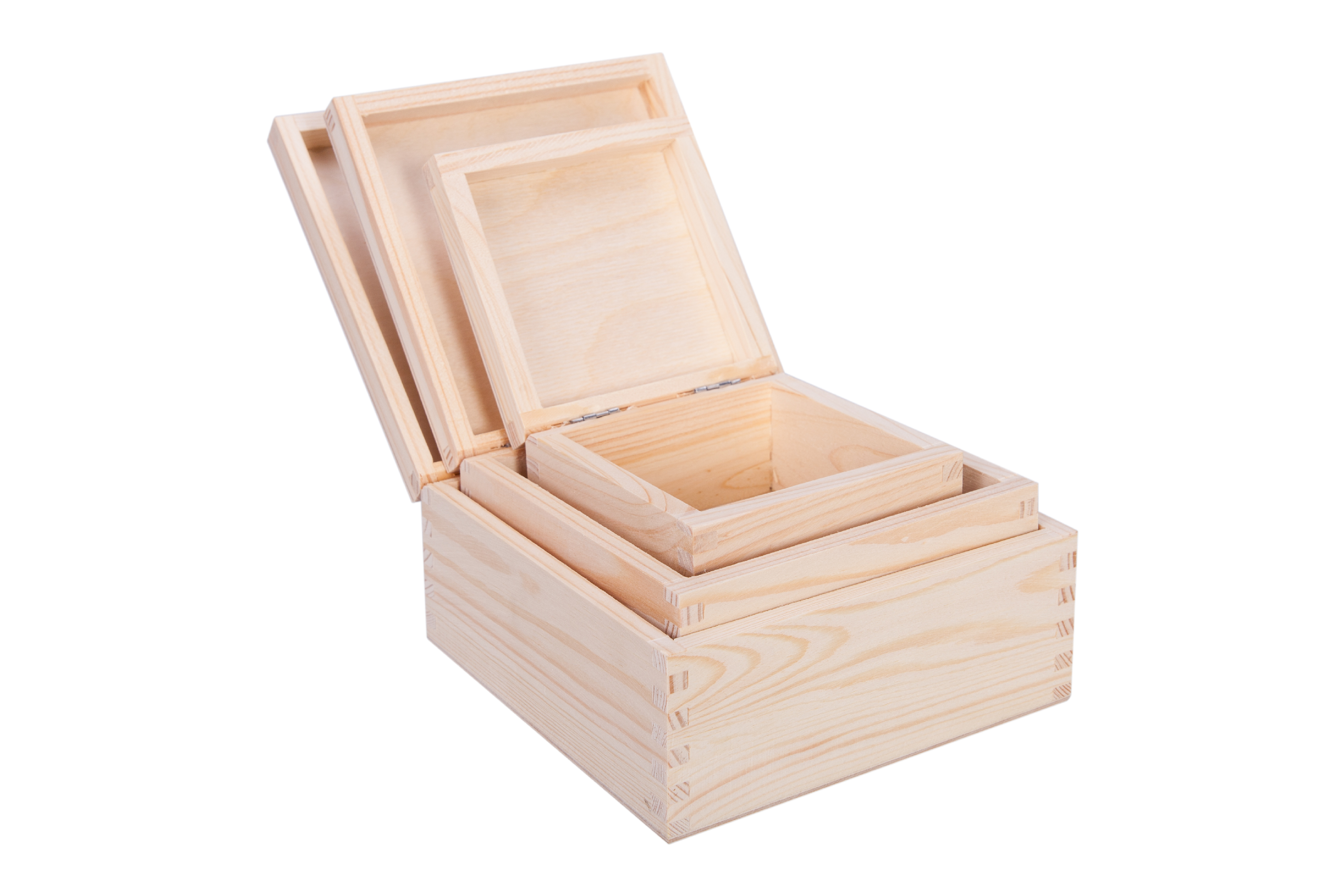 Pudełka drewniane kwadratowe 3w1