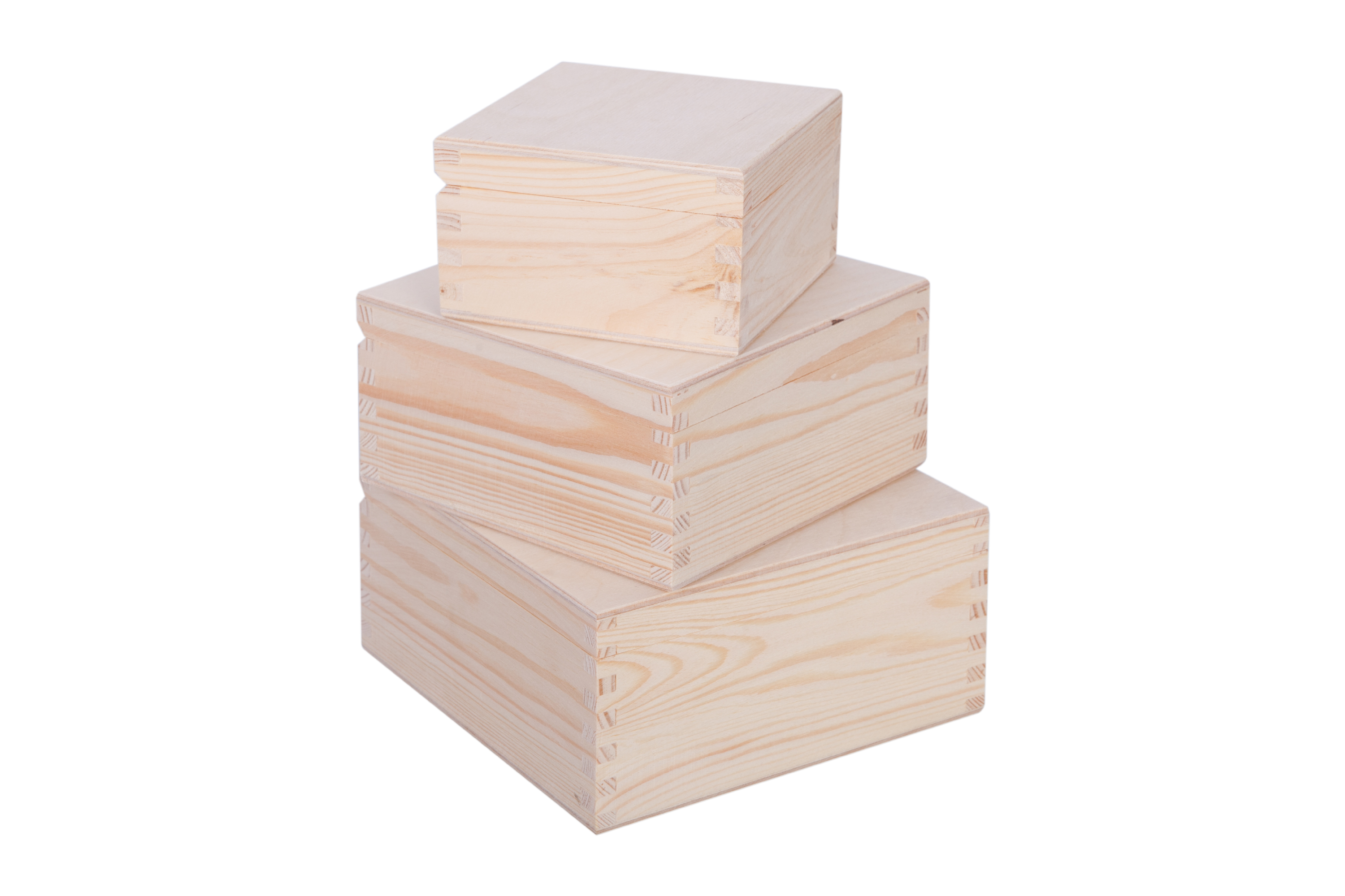 Pudełka drewniane kwadratowe 3w1