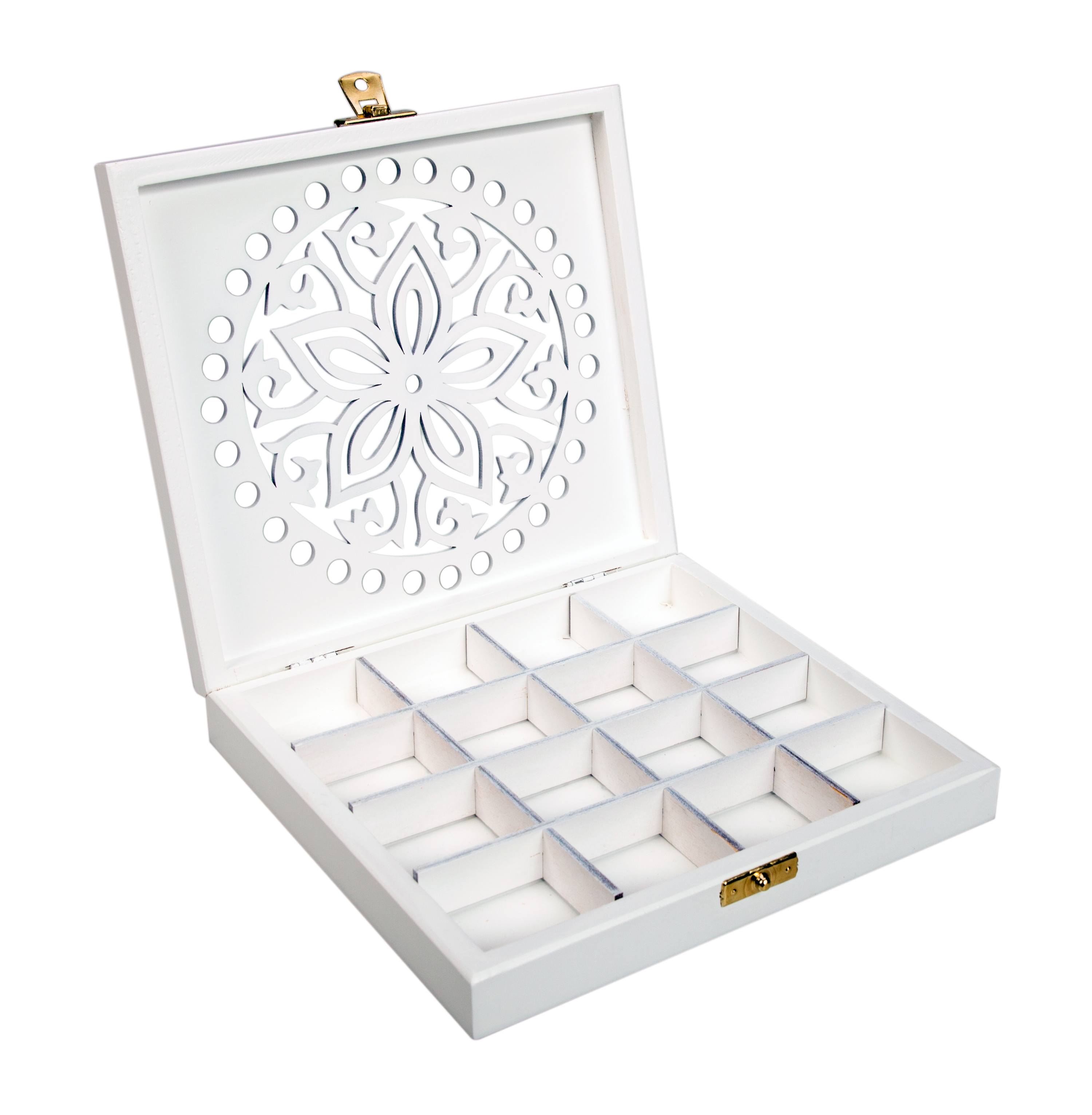 Ekskluzywne pudełko na biżuterię, praliny ażurowe z przegrodami PU0147